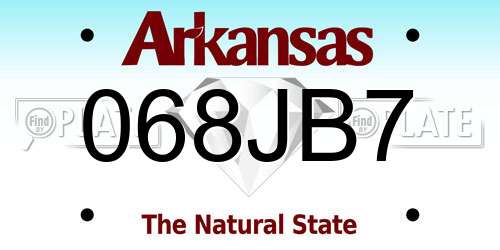 068JB7 Arkansas License Plate