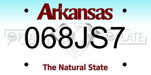068JS7 Arkansas License Plate