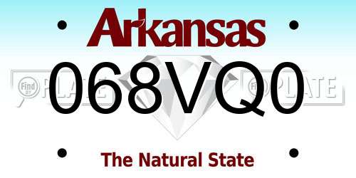 068VQ0 Arkansas License Plate