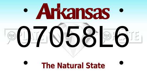 07058L6 Arkansas License Plate