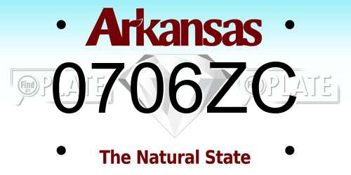 0706ZC Arkansas License Plate