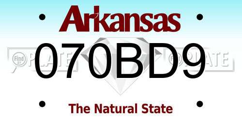 070BD9 Arkansas License Plate