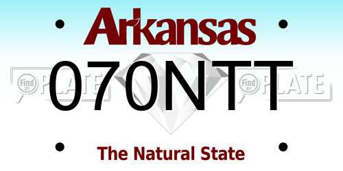 070NTT Arkansas License Plate