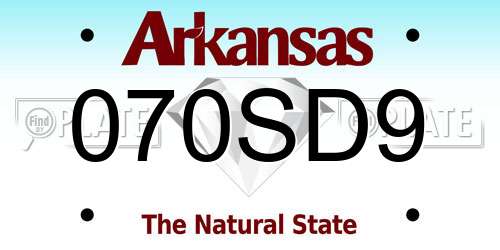 070SD9 Arkansas License Plate