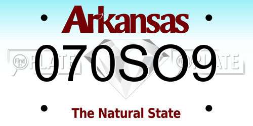 070SO9 Arkansas License Plate