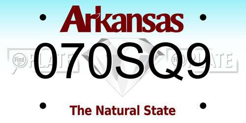 070SQ9 Arkansas License Plate
