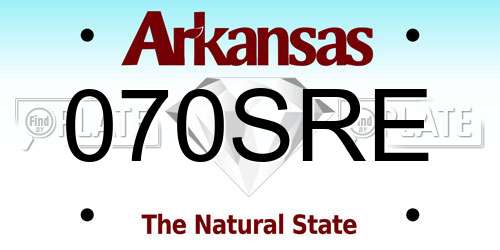 070SRE Arkansas License Plate