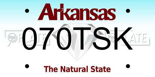 070TSK Arkansas License Plate