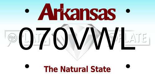 070VWL Arkansas License Plate