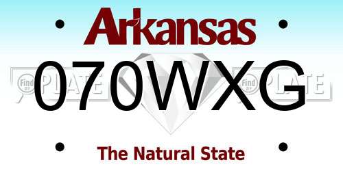 070WXG Arkansas License Plate