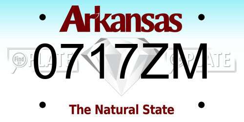 0717ZM Arkansas License Plate