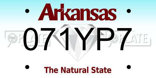 071YP7 Arkansas License Plate