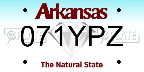 071YPZ Arkansas License Plate
