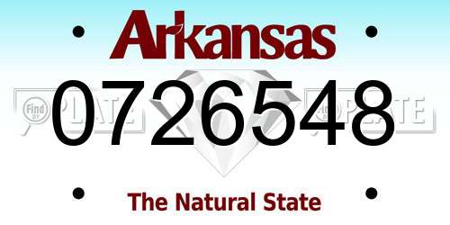 0726548 Arkansas License Plate