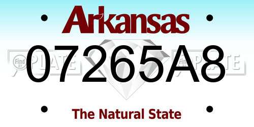 07265A8 Arkansas License Plate