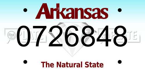 0726848 Arkansas License Plate