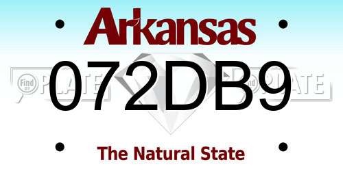 072DB9 Arkansas License Plate