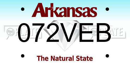 072VEB Arkansas License Plate