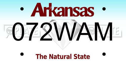072WAM Arkansas License Plate