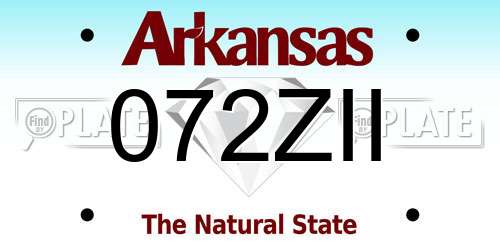 072ZII Arkansas License Plate