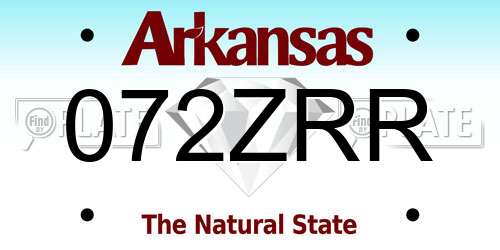 072ZRR Arkansas License Plate