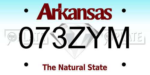 073ZYM Arkansas License Plate