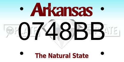 0748BB Arkansas License Plate