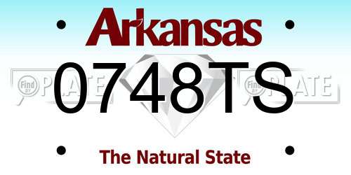 0748TS Arkansas License Plate