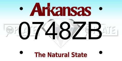 0748ZB Arkansas License Plate
