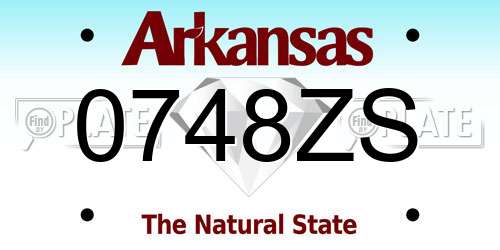 0748ZS Arkansas License Plate
