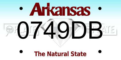 0749DB Arkansas License Plate