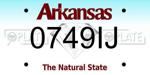 0749IJ Arkansas License Plate