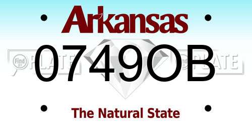 0749OB Arkansas License Plate