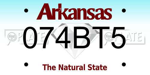 074BT5 Arkansas License Plate