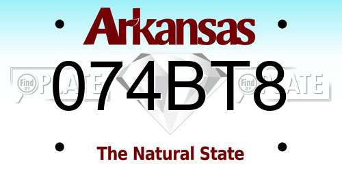 074BT8 Arkansas License Plate