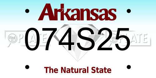 074S25 Arkansas License Plate