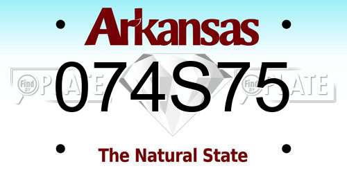 074S75 Arkansas License Plate