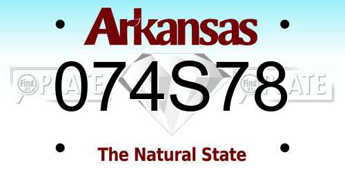 074S78 Arkansas License Plate