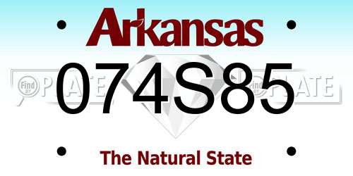 074S85 Arkansas License Plate