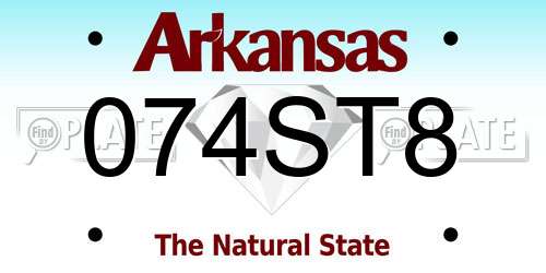 074ST8 Arkansas License Plate