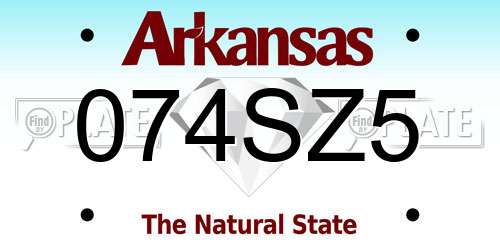 074SZ5 Arkansas License Plate
