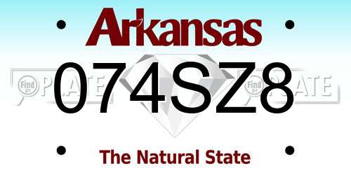 074SZ8 Arkansas License Plate