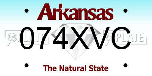 074XVC Arkansas License Plate