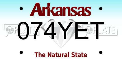 074YET Arkansas License Plate