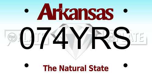 074YRS Arkansas License Plate