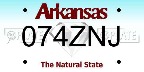 074ZNJ Arkansas License Plate