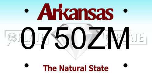 0750ZM Arkansas License Plate