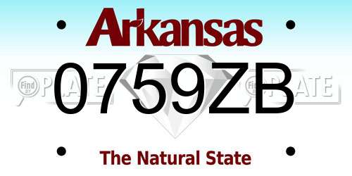 0759ZB Arkansas License Plate