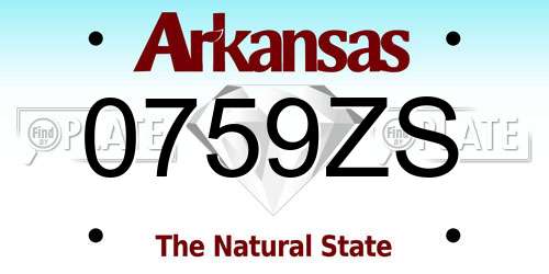 0759ZS Arkansas License Plate