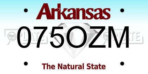 075OZM Arkansas License Plate